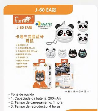 Fone de ouvido sem fio Bluetooth com desenho de animal