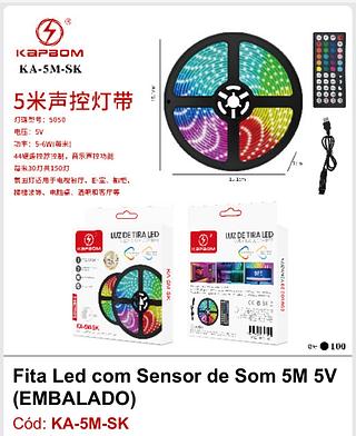 Fita Led com Sensor de Som 5M 5V