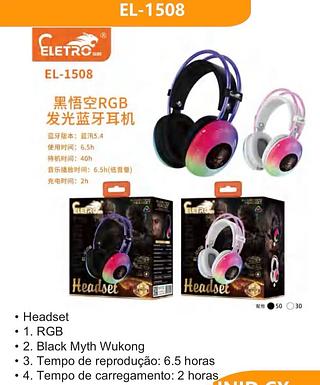 Fone de ouvido Bluetooth com luz RGB