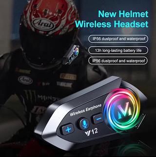 ￼ Novo Capacete de Motocicleta 2026 com Fone de Ouvido Bluetooth, Luz RGB, IP67 à prova d'água