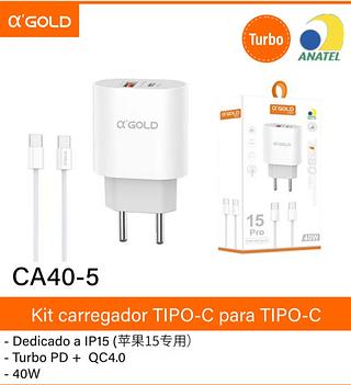 Carregador Tipo-C para Tipo-C 40W