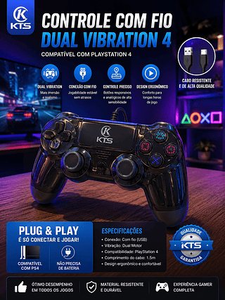 Controlador PS4 com fio
