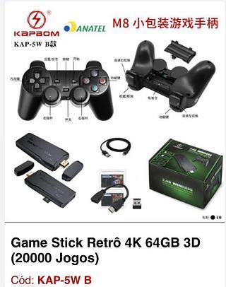 Game stick Retrô 4K 64GB (20000 jogos)