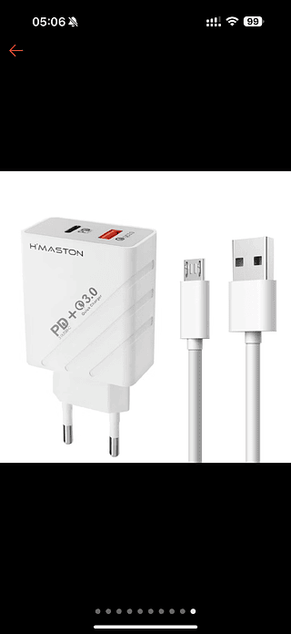 Carregandor Tubro 48W 9.1A USB+USB-C /com cabo v8