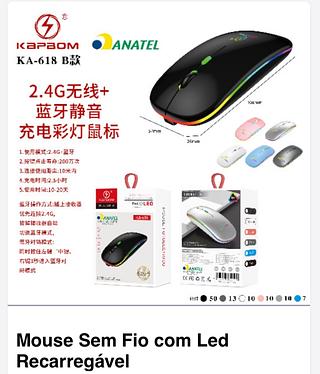 Mouse Luminoso sem fio led