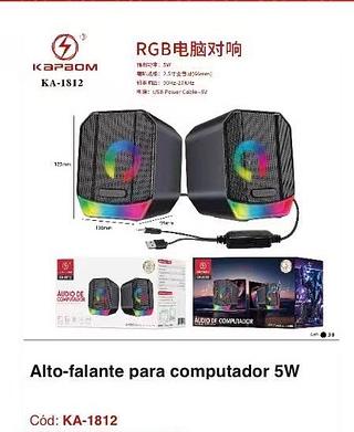 Caixa de som Alto-falante para computador 5W RGB