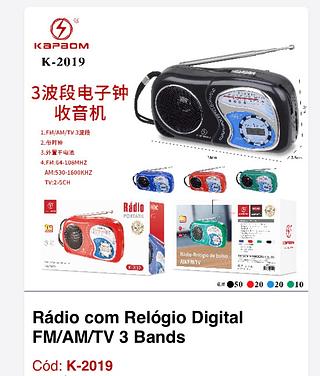 Rádio com Relógio Digital FM/AM/TV 3banda